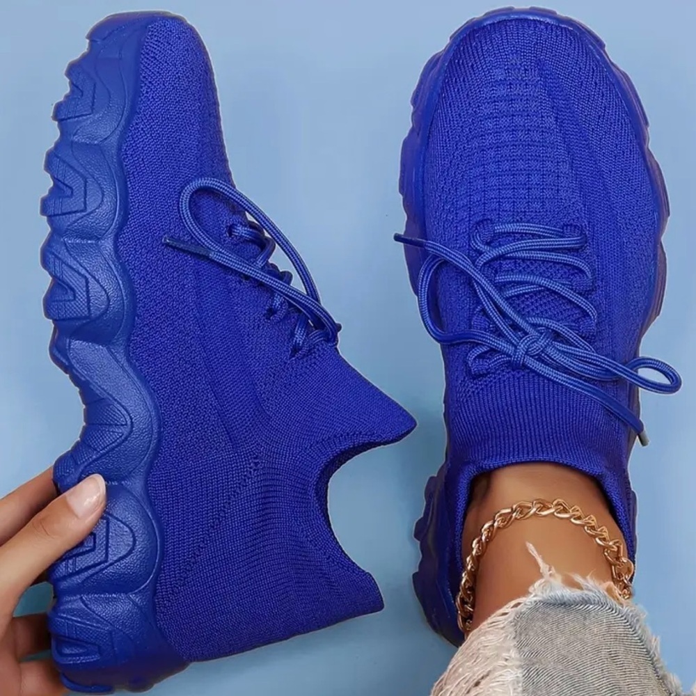 Vibrant Blue Candy Socks Women's Sneakers